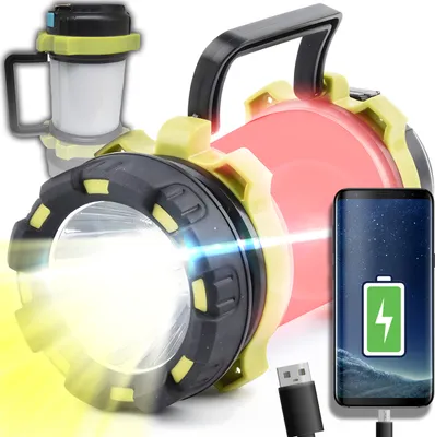 Obrázok produktu pre LED kempingová lampa ručná dobíjateľná s 3600mAh kempingová lampa so 6 svetelnými režimami háčik IPX4 univerzálne núdzové svetlo baterka Retoo