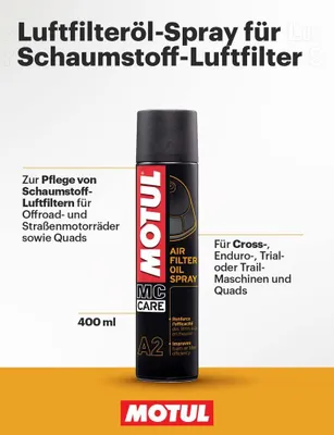 Productafbeelding van Motul luchtfilterolie-spray voor schuimfilters, motorfiets, A2, 400 ml