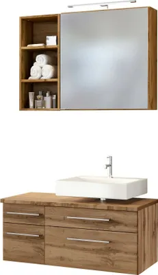 Produktbild von Held Möbel Unterbecken-Set Davos 90 cm -G- (rechts) Wotaneiche/Wotaneiche