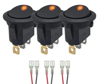 Produktbild von ProRide Wippschalter KCD2-12 ON/OFF rund 12V/20A mit Orange LED, 3 Stück