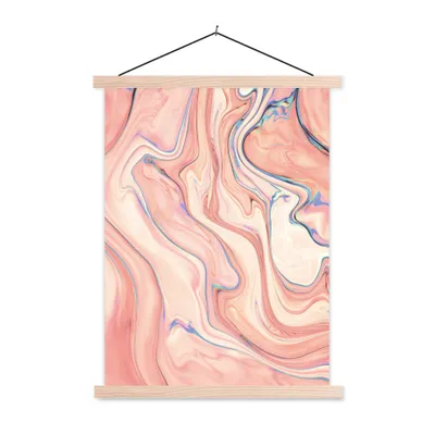 Produktbild von MuchoWow® Textilposter Marmor - Pastell - Rosa - Blau - Marmoroptik - Abstrakt 40x53 cm mit holzfarbenen Rahmen - Schlafzimmer