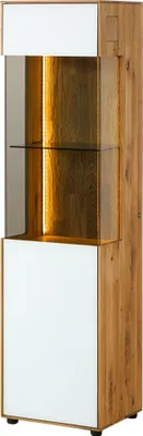 Produktbild von MASSIVMOEBEL24 Vitrine Wildeiche 45x38x168 natur geölt / Glas weiß WIEN #130