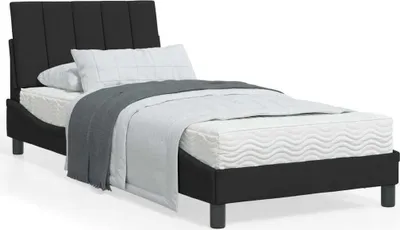 Produktbild von Design Bettgestell mit Kopfteil Schwarz 90x200 cm Samt, Klassische Betten 2024 Neu