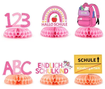 Productafbeelding van 6 Stuks Bijenwafel Decoratie voor Schoolstart, Roze Tafeldecoratie voor Meisjes 2026