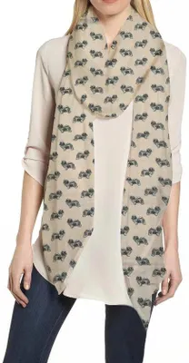 Produktbild von Unyqoos® Damenschal mit Hundenmotiv – leichter, superweicher Baumwollschal 180 x 90 cm, modisches Accessoire für Hundefreundinnen