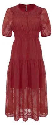 Produktbild von Damen Kleid in Maxilänge, im Boho-Stil, in Rot, regulärer Schnitt, Größe S