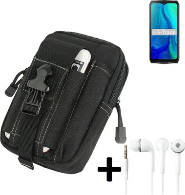 Produktbild von K-S-Trade Gürteltache + Kopfhörer kompatibel mit Blackview BV9100 Gürtel Tasche Holster Schutz Hülle Handy Hülle  schwarz inkl. Extrafächer