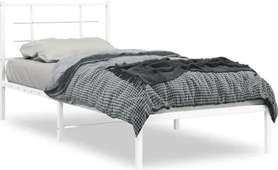Produktbild von vidaXL Bettgestell mit Kopfteil Metall Weiß 90x190 cm