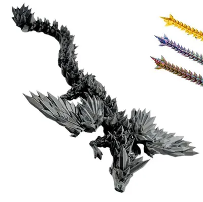 Produktbild von 3D Drache mit Flügeln - 20 cm – Schwarz