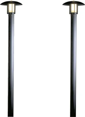 Produktbild von 2er-Set Außenstehleuchte, Gartenlaterne Alu schwarz, Glas opal, E27, Konstsmide