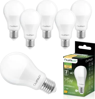 Produktbild von LUMILED LED Lampe 6 Stück Set A60 E27 10W ersetzt 75W 1100Lm 3000K Warmweiß 230V Nicht Dimmbar 260° Strahlwinkel Leuchtmittel Tropfen Energiesparlampe für Innenbeleuchtung Wohnzimmer Küche Büro