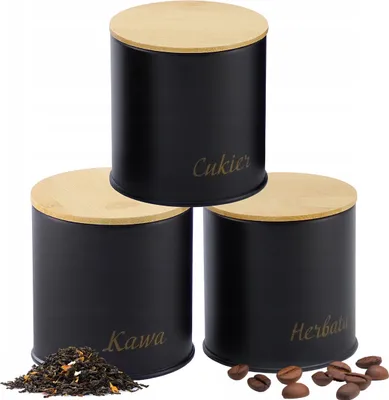 Produktbild von 3er SET Vorratsdose Kaffeebehälter Teebehälter Zuckerbehälter mit Deckel Schwarz