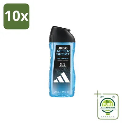 Produktbild von 10 x Adidas After Sport Duschgel & Shampoo 2-in-1 - 250 ml - Großpackung - 10 Stücke
