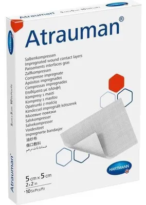 Zdjęcie produktu dla Atrauman 5 x 5 cm kompresy maściowe, 10 kompresów