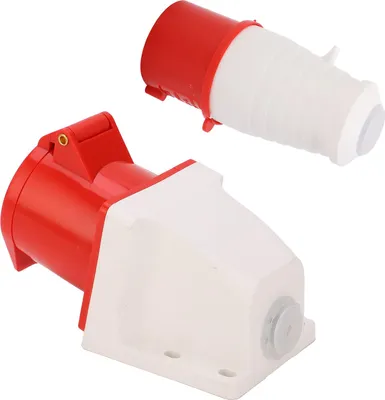Produktbild von 4-poliger Netzstecker 3-Phasen-Industriesteckerset für Aufputzmontage 32A AC380V?415V