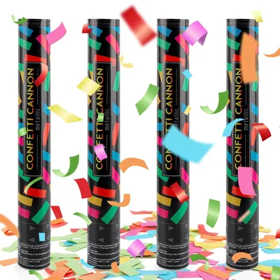 Produktbild von Konfettikanone 4 x Party Popper 40 cm - Bunt für Hochzeiten und Geburtstage