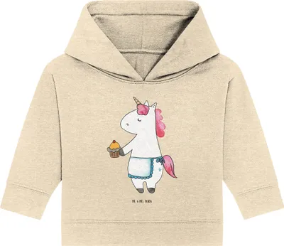 Produktbild von Mr. & Mrs. Panda Organic Baby Hoodie Einhorn Muffin 24. - 36. Monat - Natural Raw - Geschenk, Geburtstagsgrüße, Glückwünsche, Kapuzenshirt, Unicorn, Kapuzensweatshirt