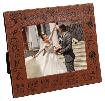 Leder-Fotoliste zum 3. Hochzeitstag, 25x20 cm, graviert