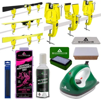 Produktbild von SkinRocks Skiwachs Profi Set 8-teilig Skispanner Bügeleisen Wax Ski Vice gelb