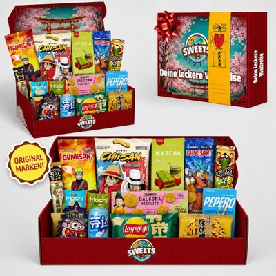 Produktbild von Asiatische Süßigkeiten Box mit Snacks - Japanische, koreanische & mehr Süßigkeiten -  Asiatische Snacks & Süßigkeiten aus aller Welt Box (XL)