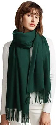 Produktbild von Damen Warm Herbst Winter Einfarbig Baumwollschal mit Quasten/Fransen, 40+ Farben Einfarbig Pashmina Schals und Tücher für Abendkleid XL Stola Schal Winterschal Wiederverwendbar