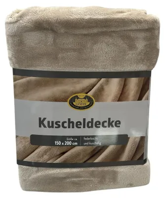 Produktbild von Premium Kuscheldecke 150x200 cm – Samtweiche Wohndecke & Tagesdecke in 5 Trendfarben, Farbe:Beige