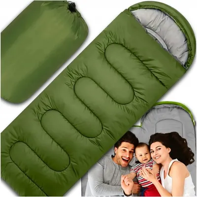 Obrázok produktu pre Zelený múmiový spacák s kapucňou a obalom, 210 cm, spací vak a prikrývka
