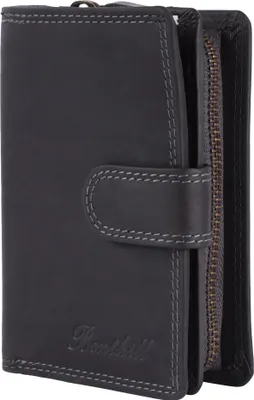Produktbild von Benthill Damen Portemonnaie Leder | Echtleder Damen-Geldbörse mit RFID Schutz | Frauen Portmonee Mittelgroß | Vintage Ledergeldbörse inkl. Geschenkbox