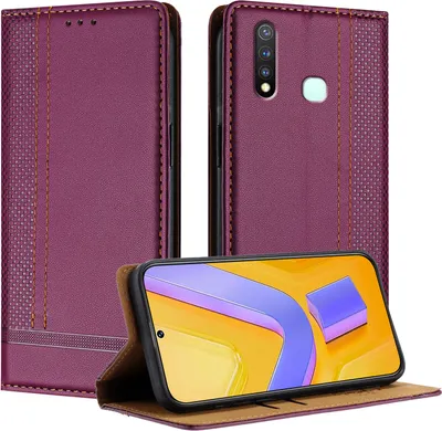 Produktbild von Handyhülle für Vivo Y19 Leder Flip Klappbare Schutzhülle mit Standfunktion Lila