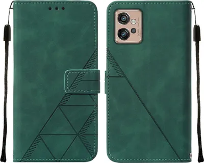 Produktbild von Moto G32 Hülle, Schlank Prägung Flip Leder Kartenfächer Schutzhülle mit Ständer für Motorola Moto G32 Grün
