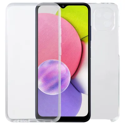 Produktbild von Für Samsung Galaxy A03 Polyurethan/ TPU Handy Tasche Transparent beidseitig Hülle Etuis