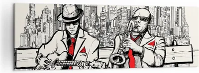 Produktbild von Bild auf Leinwand - Leinwandbild - Jazz Musik Musiker - 160x50cm - Wand Bild - Wanddeko - Leinwanddruck - Bilder - Kunstdruck - Wanddekoration - Leinwand bilder - Wandkunst - AB160x50-3599