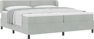 Produktbild von Boxspringbett mit Matratze Hellgrau 200 x 200 cm Samt