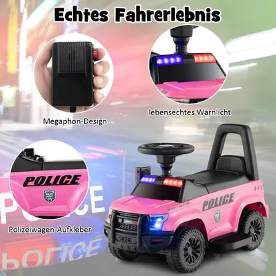 Immagine prodotto di Auto elettrica per bambini della polizia Auto elettrica per bambini da 6 V con vano portaoggetti rosa