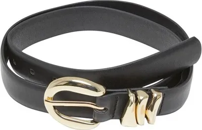 Obrázok produktu pre Pánsky opasok Urban Classics Chunky Multiple Loop Synthetic Leather Belt black/gold - S/M