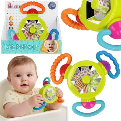 Produktbild von Bam Bam RASSELSPIELZEUG mit gedrehtem Kaleidoskop, sensorisches BEISSPIELZEUG, farbenfrohes Spielzeug für Babys 3m+