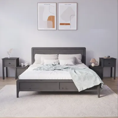 Obrázok produktu pre vidaXL Nočné stolíky 2 ks. Sivé 79,5x38x65,5 cm z masívneho borovicového dreva