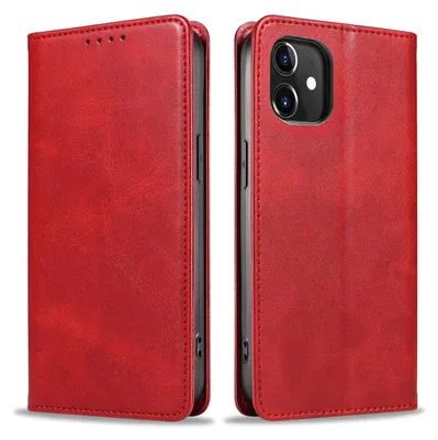 Produktbild von Handyhülle für Apple iPhone 12 / 12 Pro Kunstleder Flip Cover Hülle Klapphülle Case Kartenfach Farbe: Rot