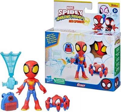 A product shot of a Spidey and His Amazing Friends toy set, featuring Spidey figures and accessories, presented in its retail packaging.