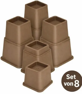Produktbild von JustValue Möbelerhöher Set Braun – 8/13/20 cm – Max. 600 kg – ABS – 8-teilig