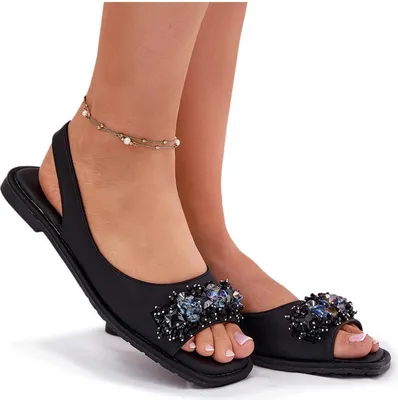Produktbild von Damen Flache Sandalen Mit Kristallen Schwarz S.Barski KV51-079 40