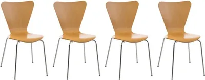 Produktbild von Besucherstuhl 4x - Gastgeberstuhl - Ergonomischer Komfort, stapelbares Design | Farbe: Natur