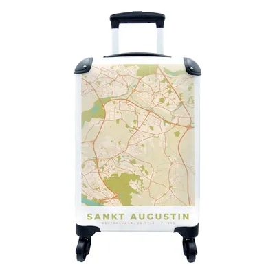 Produktbild von MuchoWow® Koffer Handgepäck Trolley Rollkoffer Kleine Reisekoffer mit 4 Rollen - Sankt Augustin - Karte - Vintage - Stadtplan - Cabin Size < 55x40x23 cm & 55x40x20 cm - Fotokoffer - Kabinenkoffer - Boardgepäck - Reise-Box - Reisekoffer - Reisegepäck - Koffer mit Bild - Trolley für Kinder