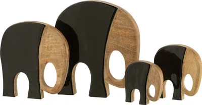 Produktbild von J-Line J-Line Elefanten - Mangoholz - Schwarz/Dunkel - 4Er Set