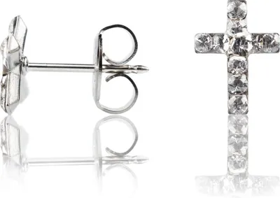 Produktbild von Chirurgenstahl Ohrstecker mit Kreuz in blau oder transparent Studex Sensitive Farbe - Transparent