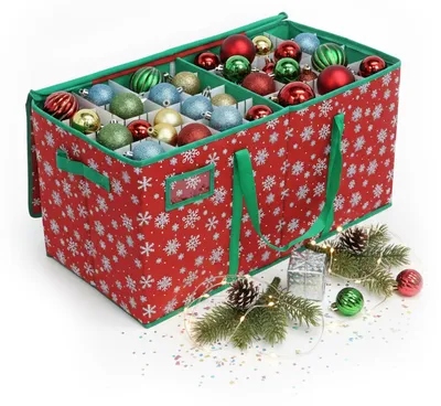 Productafbeelding van Kerstballen opbergbox - 128 ballen - 33 x 66 x 33 cm - Sneeuwvlokken