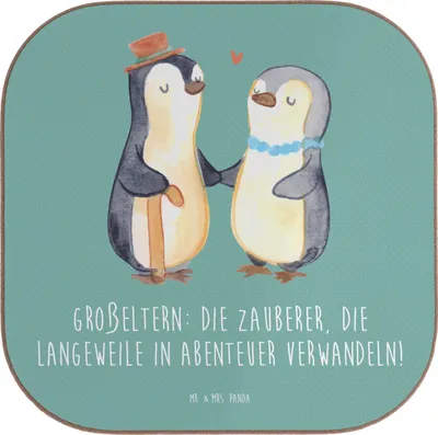 Produktbild von Mr. & Mrs. Panda Tassen Untersetzer Großeltern Zauberer - Meeresbrise - Geschenk, Weisheit, Enkelkinder, Familienleben, Erinnerungen, persönliche, Tasse, Coaster, Lächeln