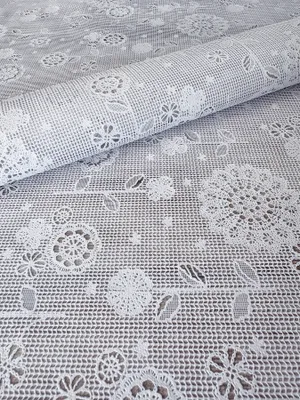 Produktbild von PVC Tischdecke Vinyl SONNENBLUME weiß - Breite & Länge wählbar - abwaschbar - Spitzeneffekt Spitzendecke Blumen Wachstuch, Größe:140 x 80 cm