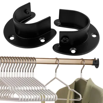 Rohrhalter 32 mm, 2 Stück, schwarz, Edelstahl, für Kleiderstangen