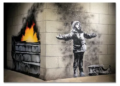 Immagine prodotto di Giallobus - Il bambino e la neve - Banksy - 100L x 70l cm - Quadro - Vetro acrilico